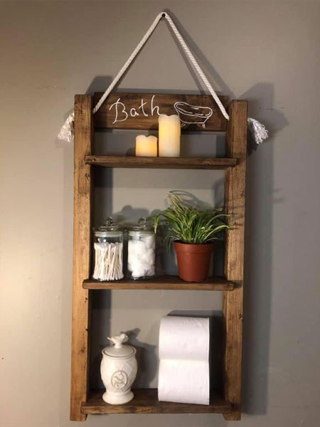 Rustic Hanging Ladder Shelf